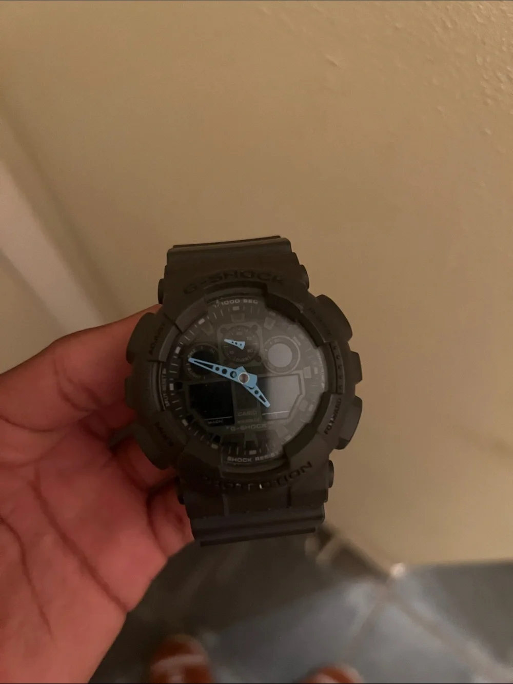 G-Shock Black Watch with Light Blue Hands